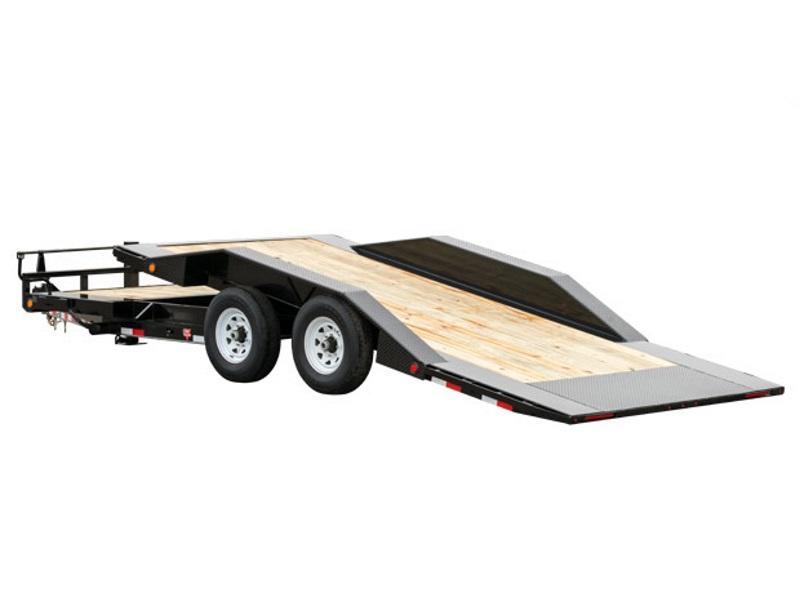 A PJ Trailers 6" Channel Super-Wide Tilt (TS) 18' with an all white background.
