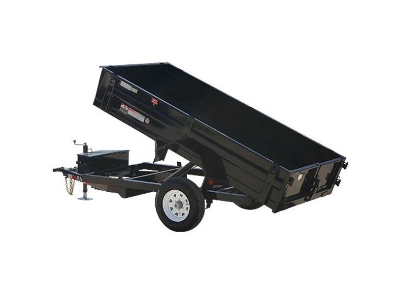A PJ Trailers 60" Utility Dump (D5) 10' Single model imposed on an all white canvas.