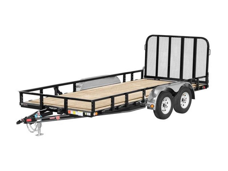 PJ 16' Tandem Axle Utility Trailer against a blank background.